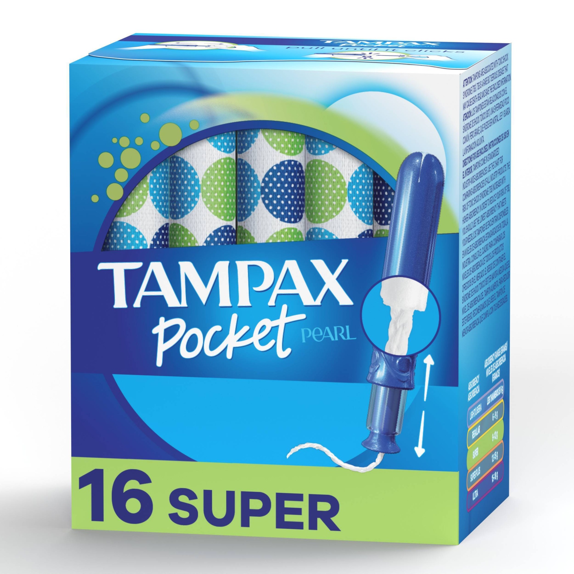 slide 1 of 3, Tampax Pocket Pearl Super Tampons, 16 ct