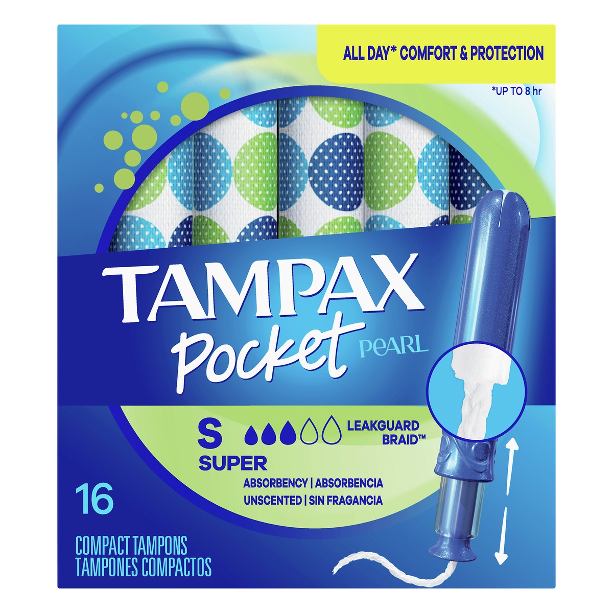 slide 1 of 2, Tampax Pocket Pearl Super Absorbency Compact Unscented Tampons 16 ea, 16 ct
