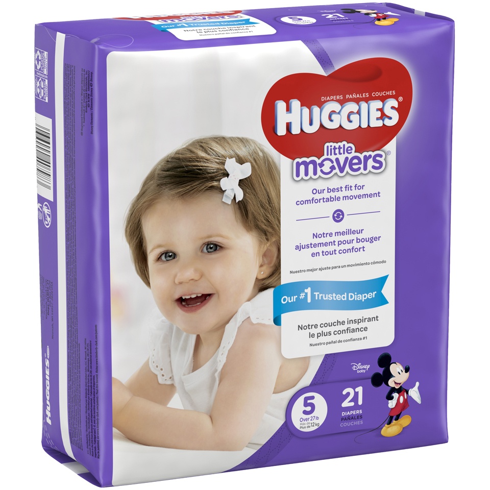 slide 2 of 3, Huggies Little Movers Diapers Size 5, 21 ct