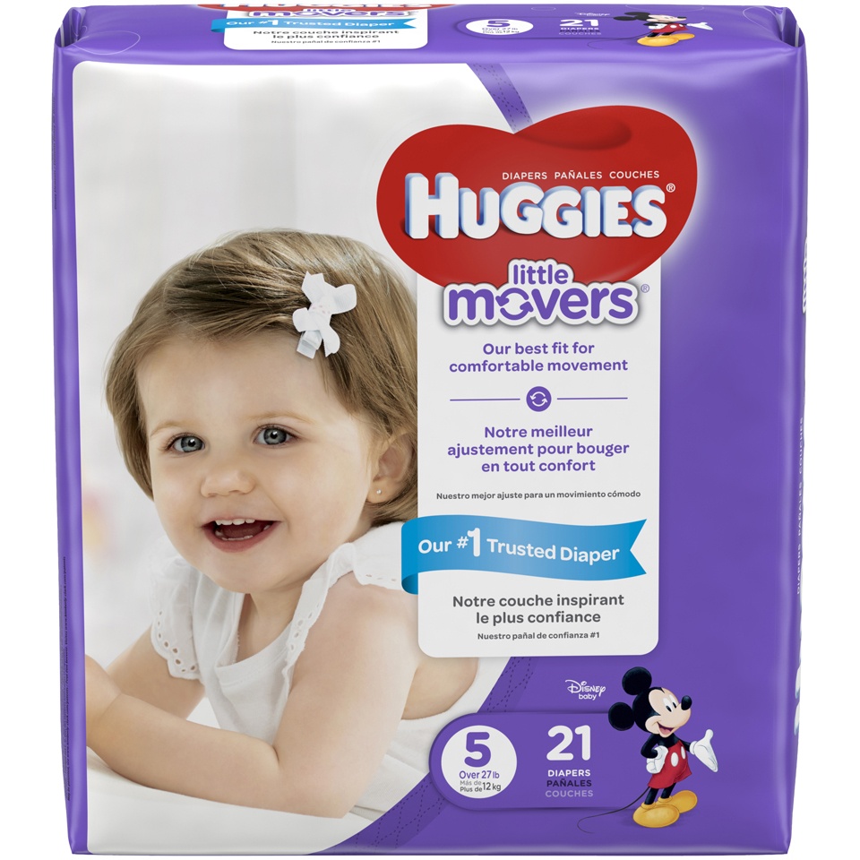 slide 1 of 3, Huggies Little Movers Diapers Size 5, 21 ct