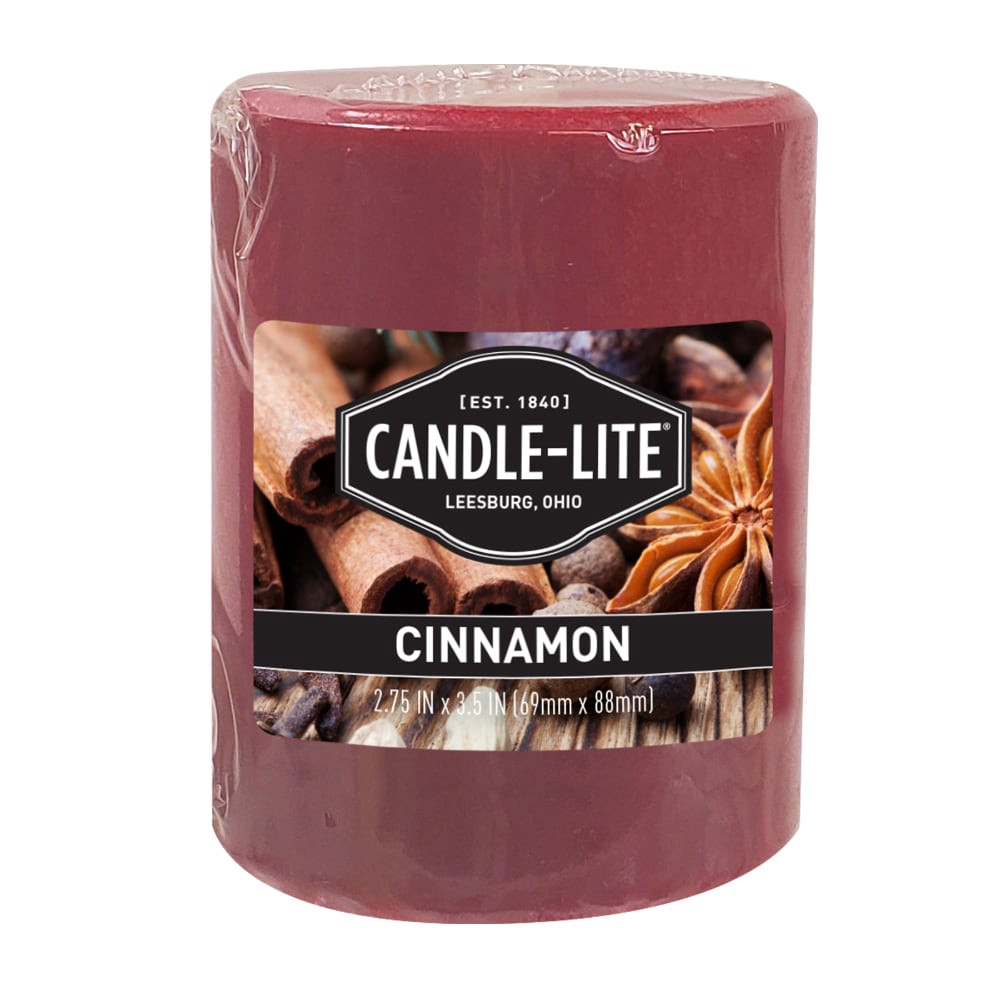 slide 1 of 2, Candle-Lite Kovera Cinnamon Pillar Candle - Red - 3.5 Inch, 3.5 in