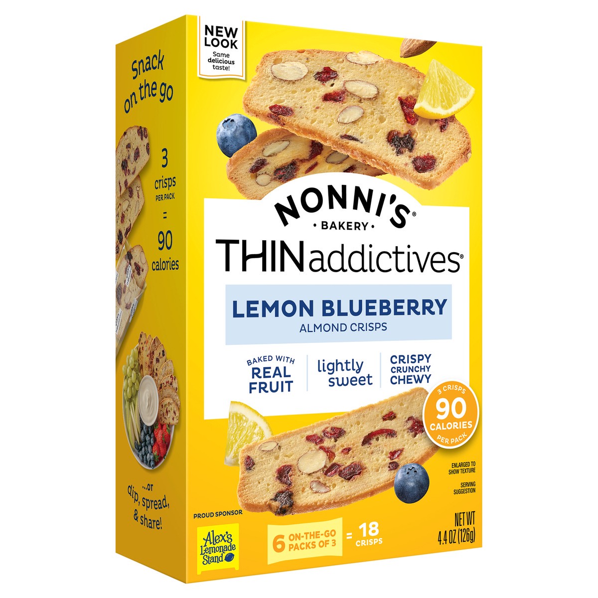 slide 2 of 3, Nonni's THINaddictives Lemon Blueberry Almond Cookie Crisps, 6-count carton 4.4 oz., 6 ct