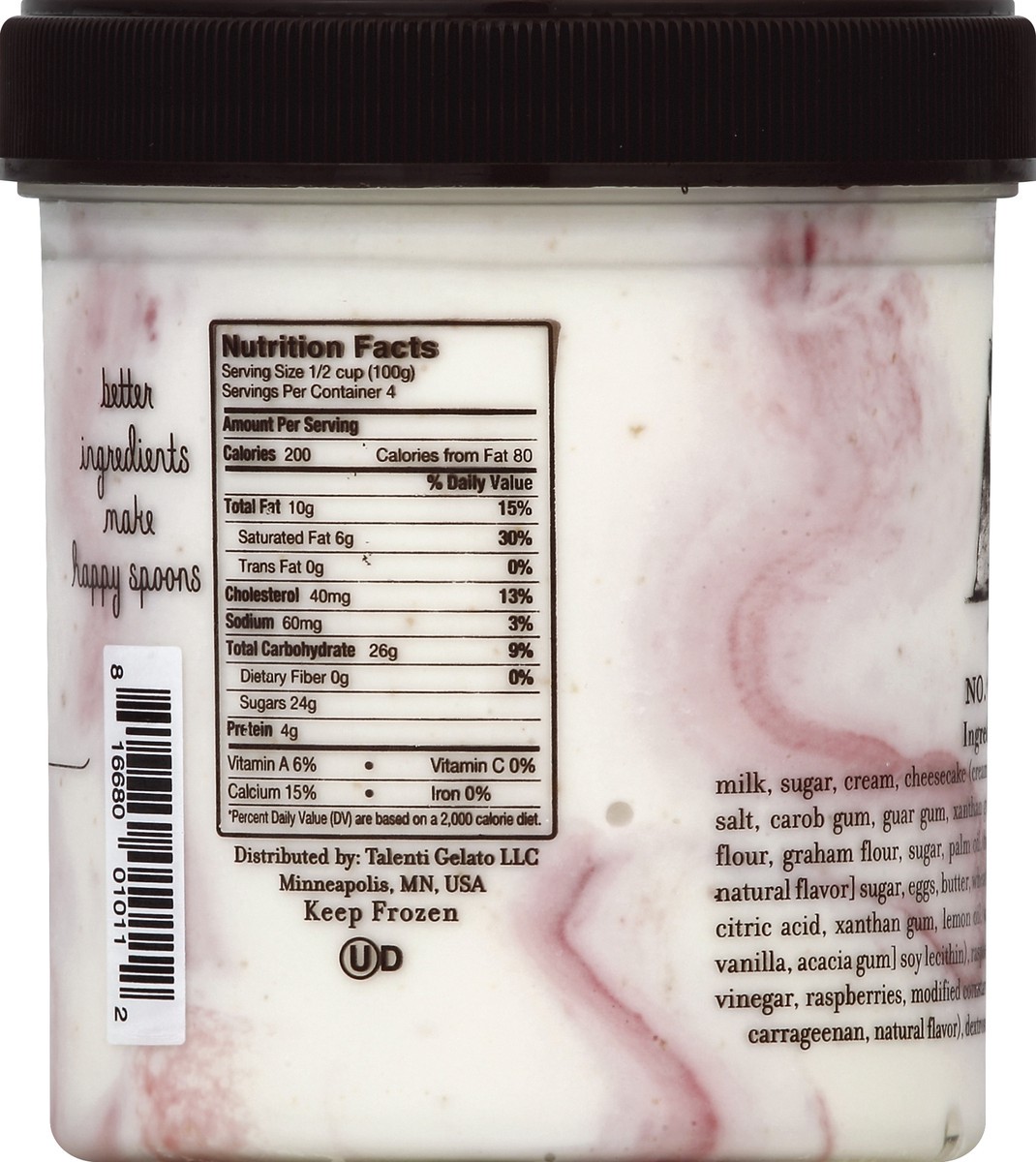 slide 2 of 8, Talenti Raspberry Cheesecake Gelato, 1 pint