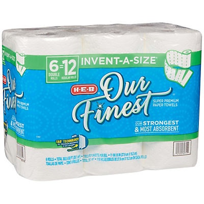 slide 1 of 1, H-E-B Our Finest Invent-a-Size Double Roll Paper Towels, 6 ct