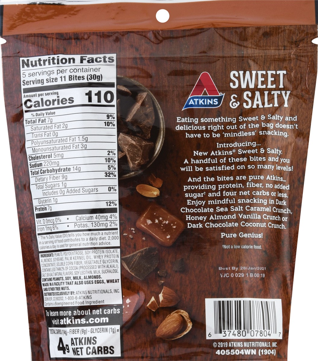 slide 9 of 9, Atkins Dark Chocolate Sea Salt Caramel Crunch Bites Snack 5.29 oz, 5.29 oz