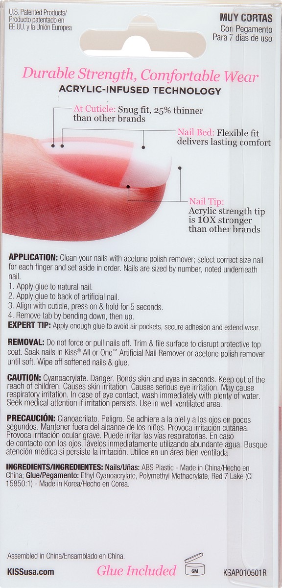 slide 5 of 9, Kiss Salon Acrylic French Petite Length Nails, 28 ct