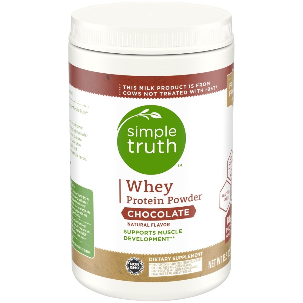 slide 1 of 1, Simple Truth Whey Protein Powder Chocolate, 13.5 oz