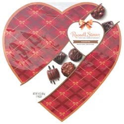 Russell Stover Valentine's Day Plaid Heart Assorted Milk Chocolate Candy Gift Box, 10 oz