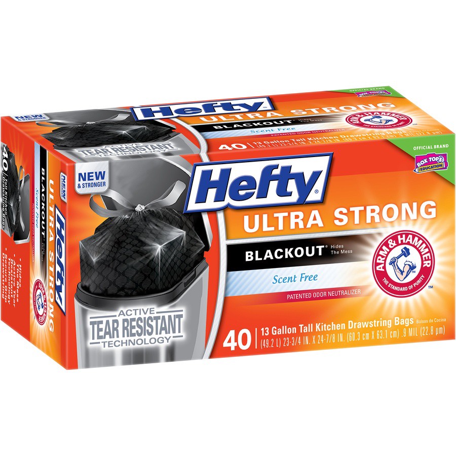 slide 4 of 6, Hefty Ultra Strong Blackout - Scent Free, 40 ct; 13 gal