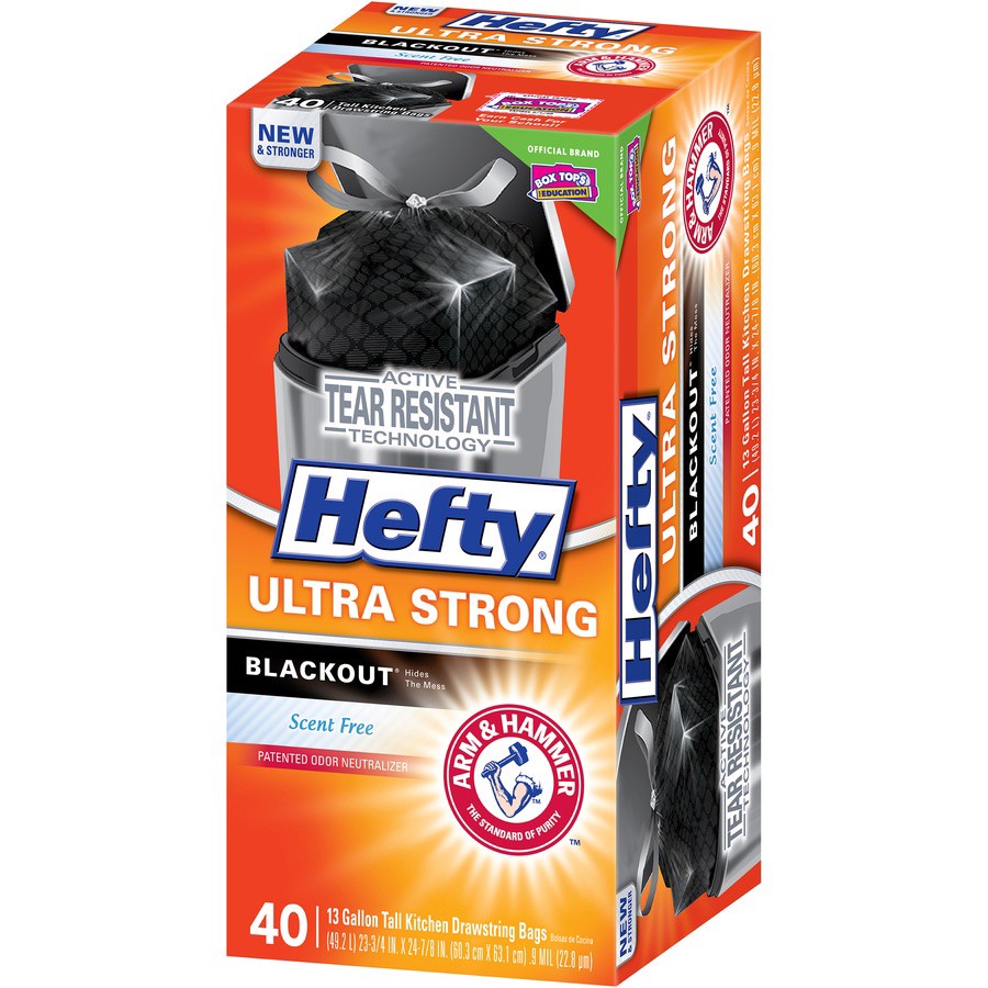 slide 5 of 6, Hefty Ultra Strong Blackout - Scent Free, 40 ct; 13 gal