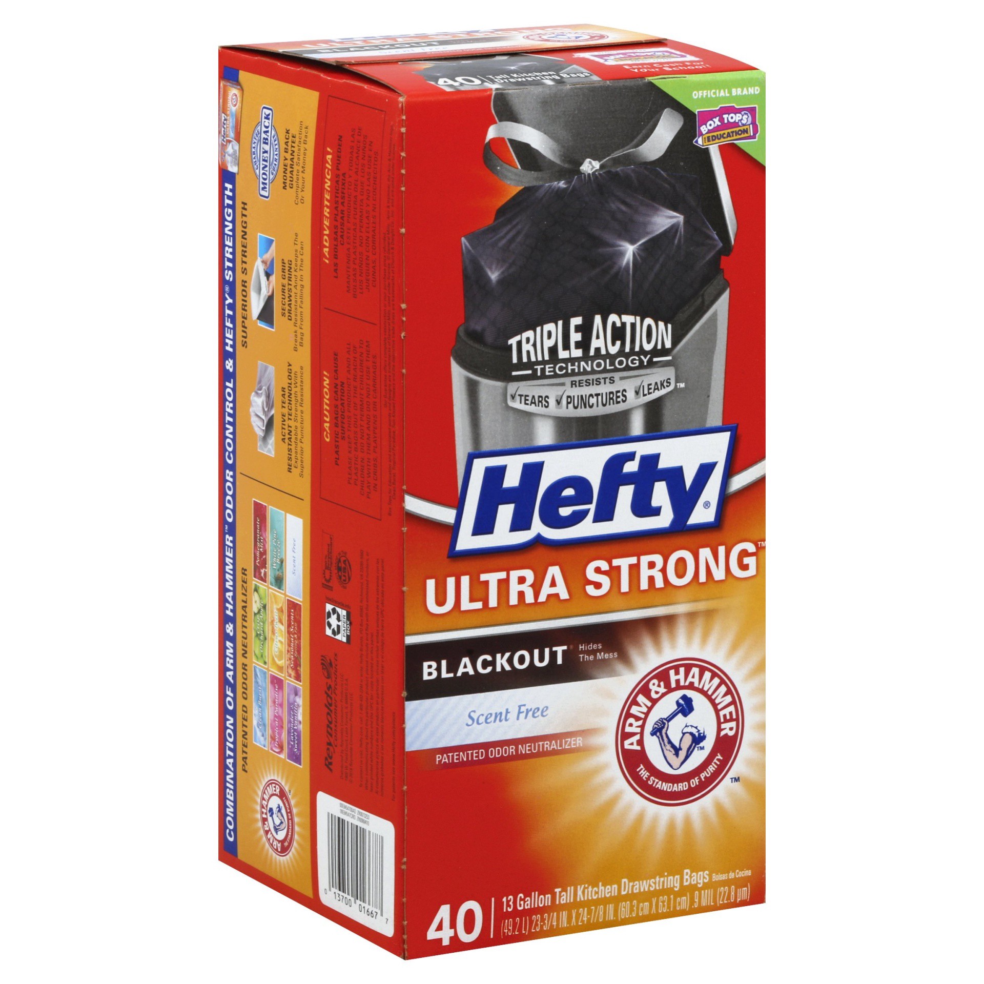 slide 1 of 6, Hefty Ultra Strong Blackout - Scent Free, 40 ct; 13 gal