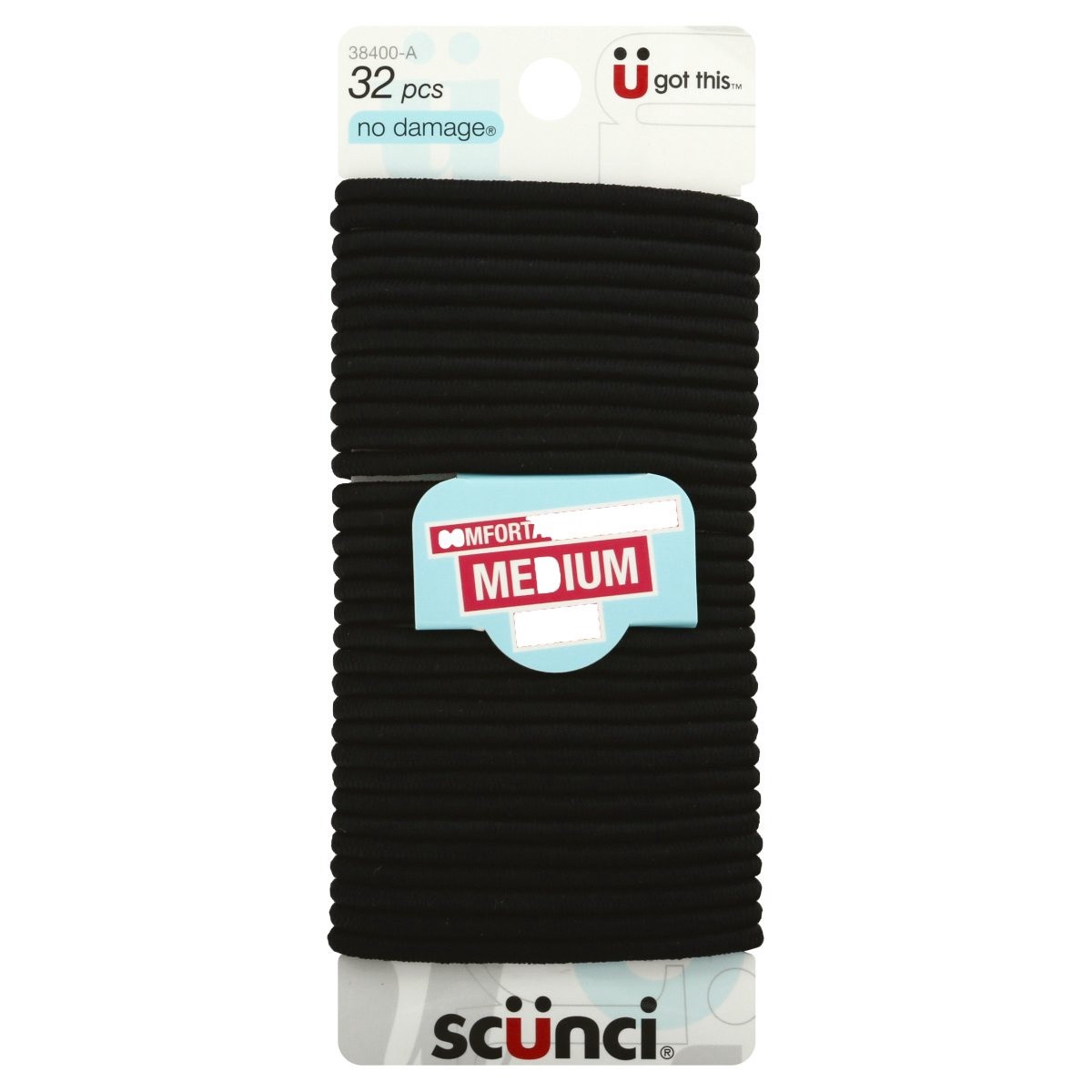 slide 1 of 6, scünci No Damage Elastics Large Black, 1 ct