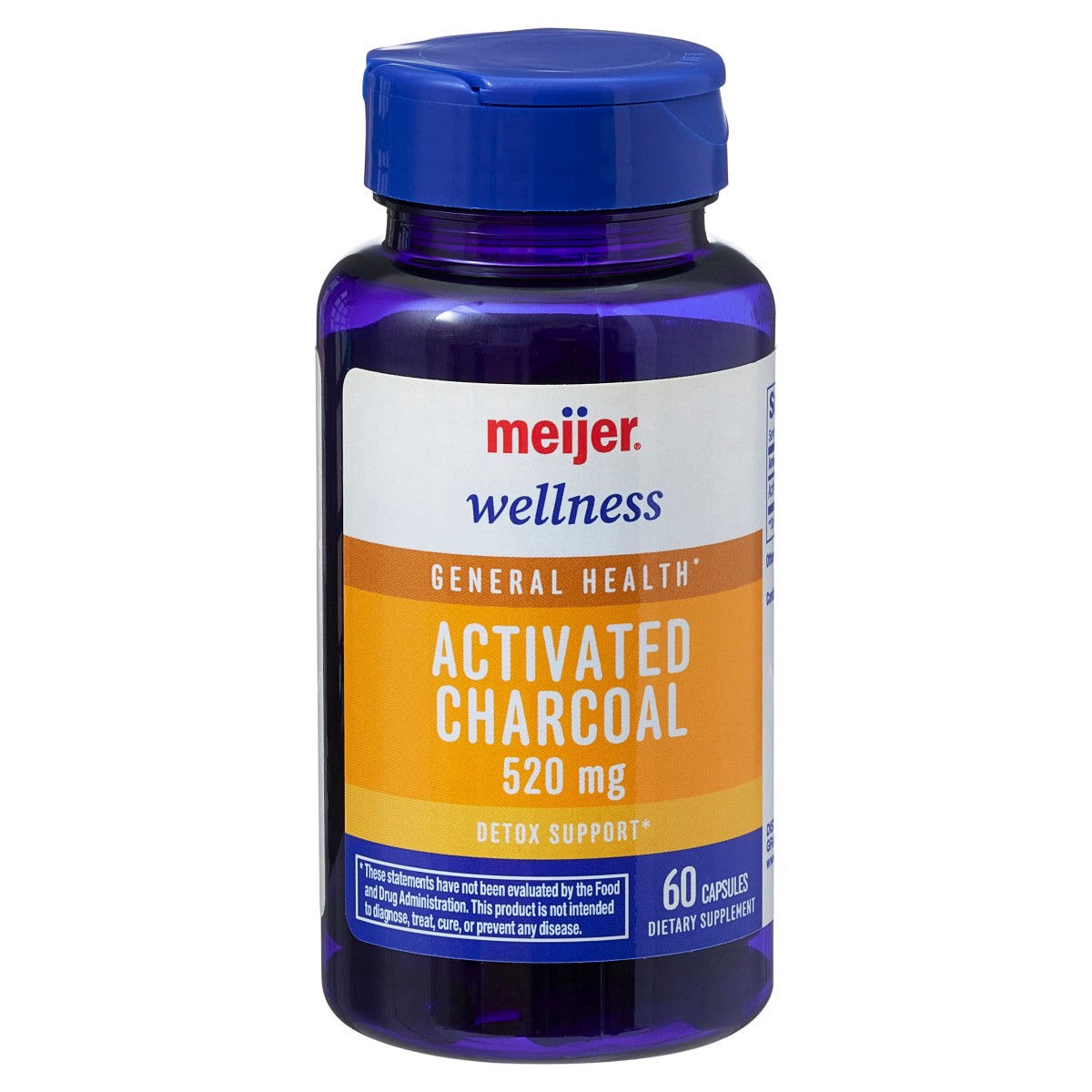 slide 1 of 9, Meijer Wellness Meijer Activated Charcoal Capsules, 520 mg, 60 ct