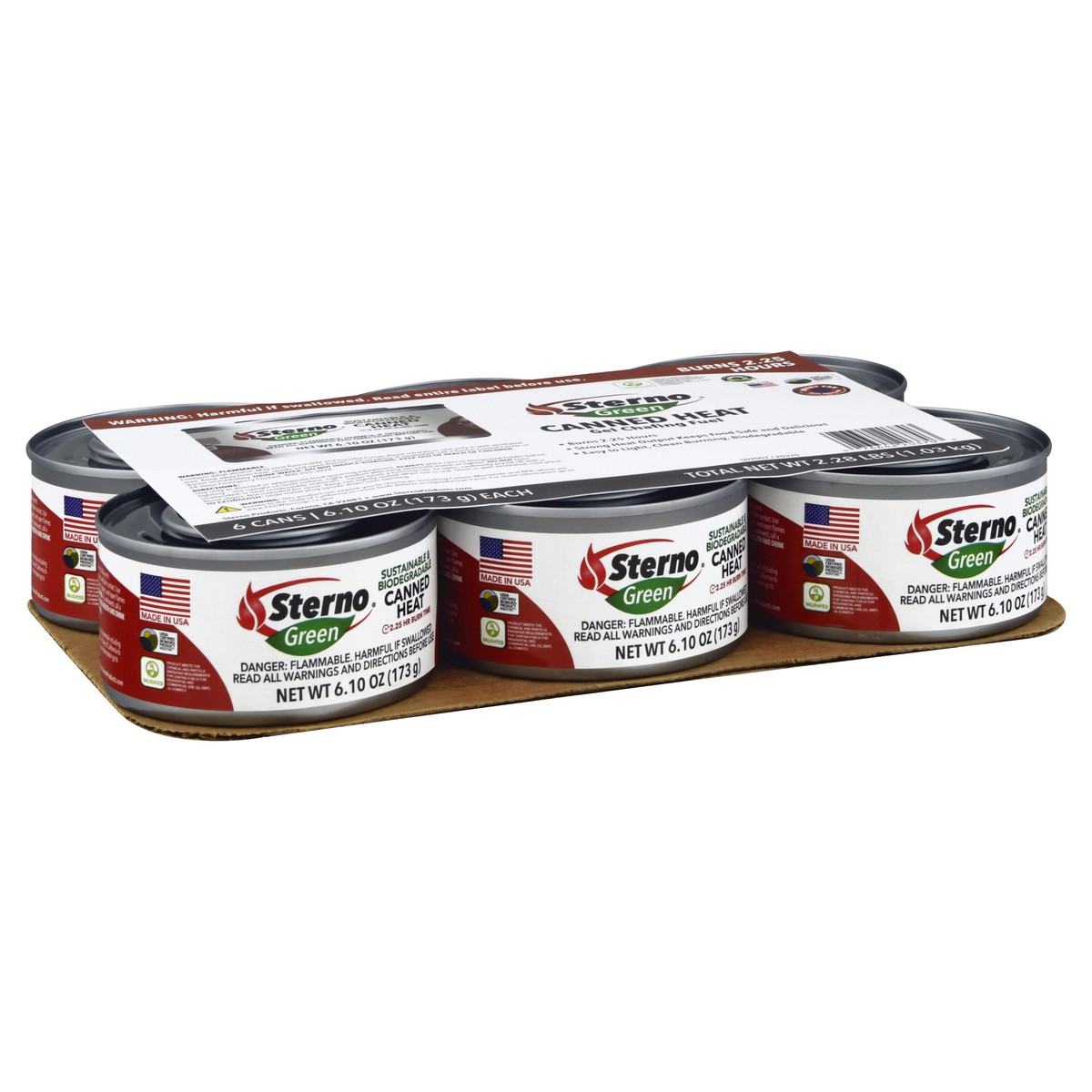 slide 3 of 11, Sterno Green Canned Heat 6 ea, 6 ct