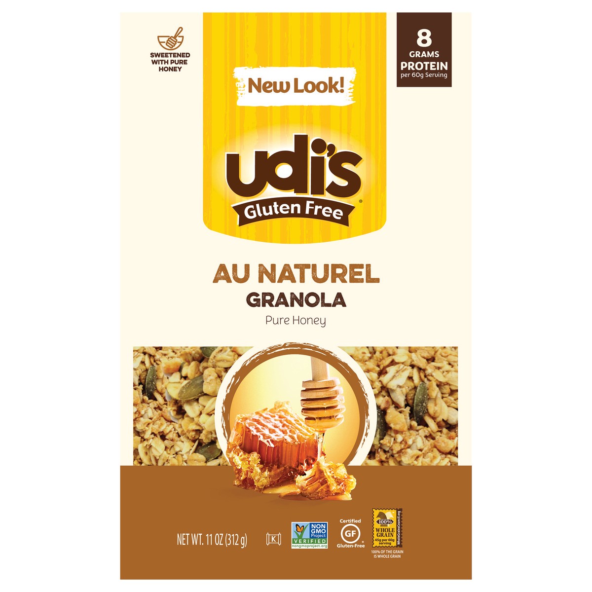 slide 1 of 3, Udi's Au Naturel Pure Honey Granola 11 oz, 11 oz
