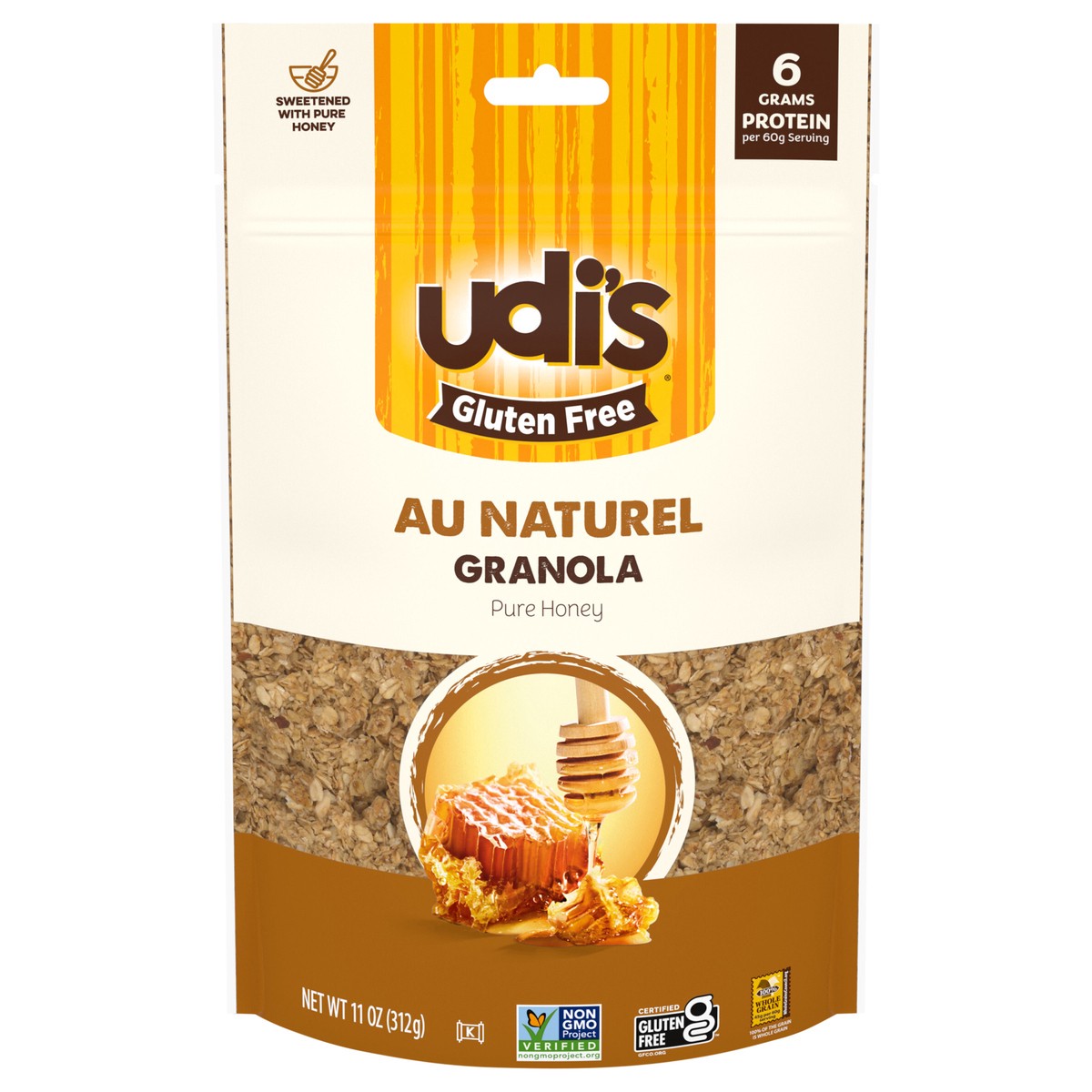 slide 1 of 3, Udi's Gluten Free Au Naturel Granola Sweetened With Pure Honey, 11 oz., 11 oz