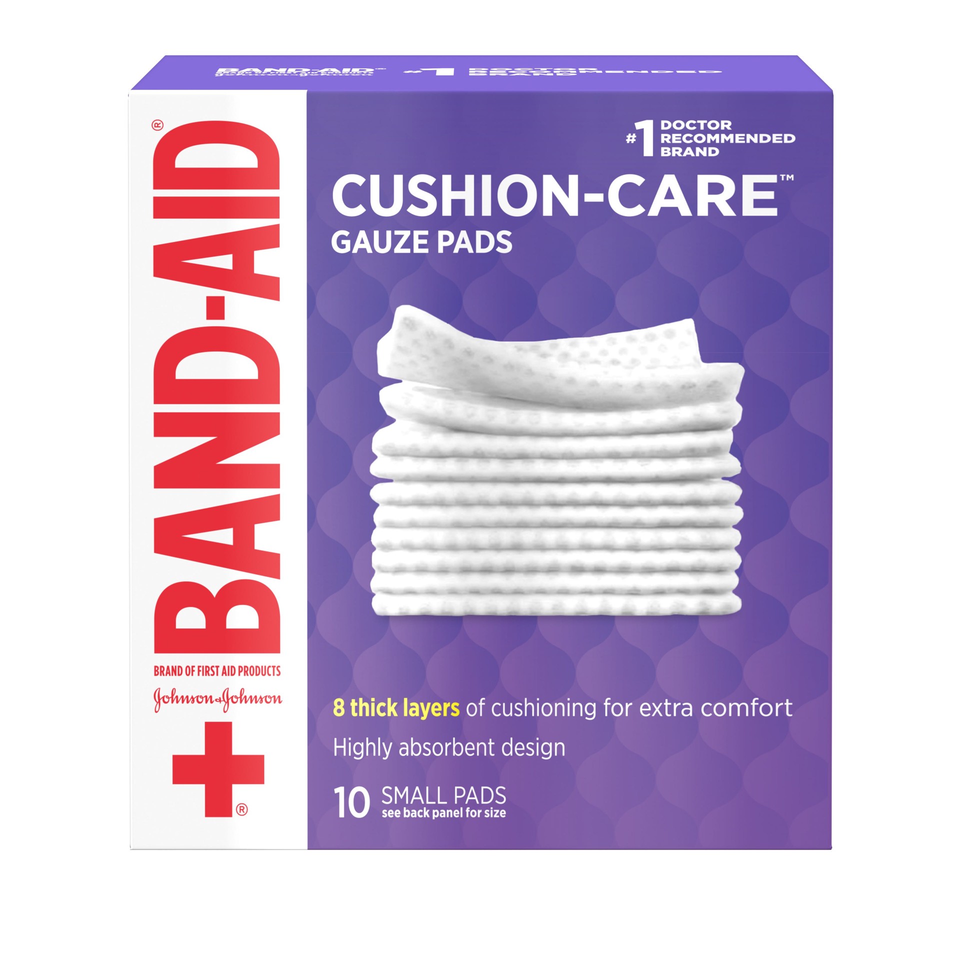 slide 1 of 6, Johnson & Johnson Brand Cushion Care Gauze Pads, Small, 2 in x 2 in - 10 ct, 10 ct