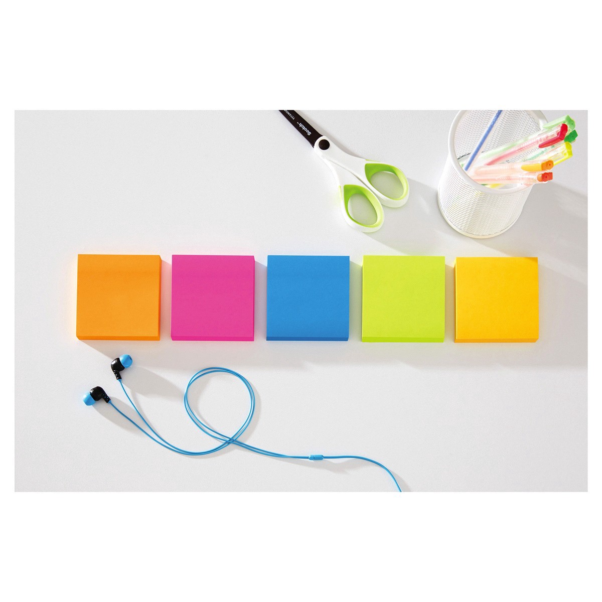 slide 13 of 13, Post-It Notes, Super Sticky, 3" x 3" - Multicolor, 5 ct