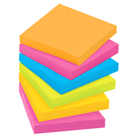 slide 3 of 13, Post-It Notes, Super Sticky, 3" x 3" - Multicolor, 5 ct