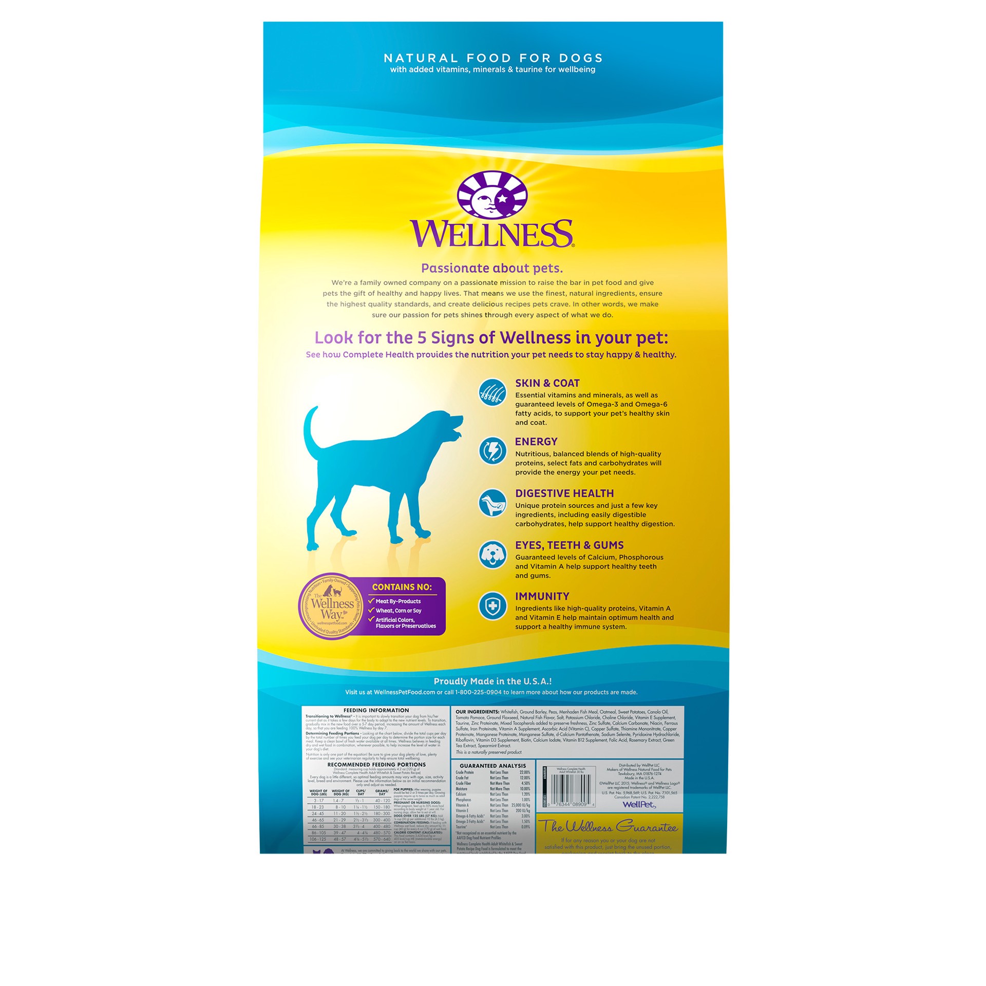 slide 5 of 5, Wellness Complete Health Natural Dry Dog Food, Whitefish & Sweet Potato, 30-Pound Bag, 1 PK