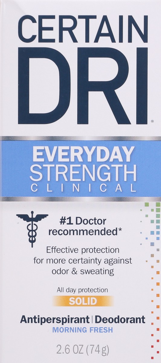 slide 2 of 9, Certain Dri Everyday Strength Clinical, Antiperspirant/Deodorant, Morning Fresh Solid 2.6 oz, 2.6 oz