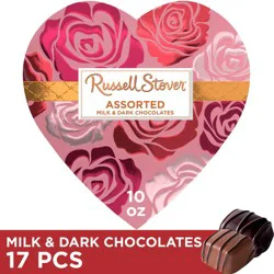 RUSSELL STOVER Valentine's Day Floral Heart Assorted Milk & Dark Chocolate Candy Gift Box, 10 oz.