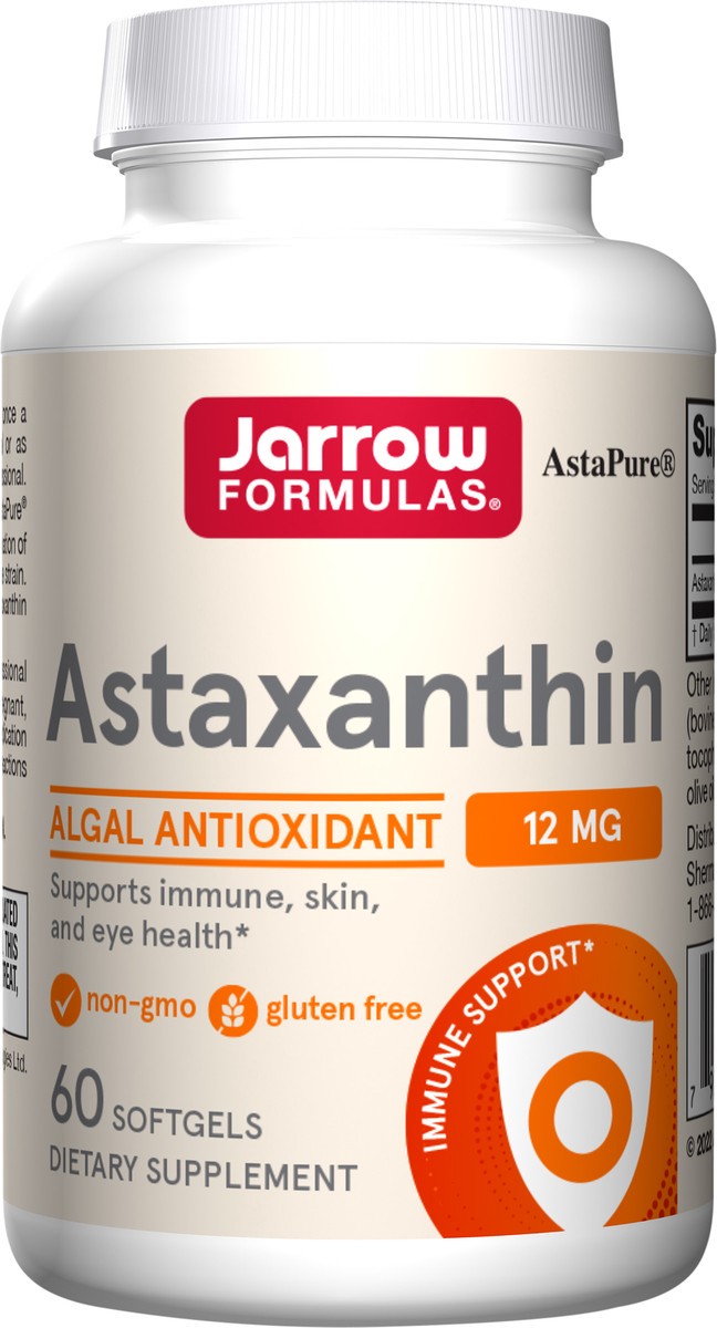 slide 3 of 4, Jarrow Formulas Astaxanthin 12 mg - Dietary Supplement - Natural Antioxidant Carotenoid - Immune, Skin & Eye Health Support - 60 Servings (Softgels), 60 ct