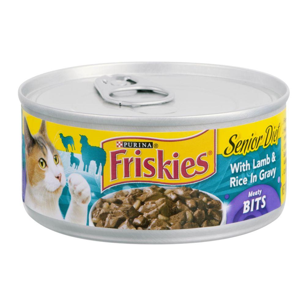 slide 1 of 1, Purina Friskies Senior Diet Meaty Bits with Lamb & Rice in Gravy Cat Food, 5.5 oz