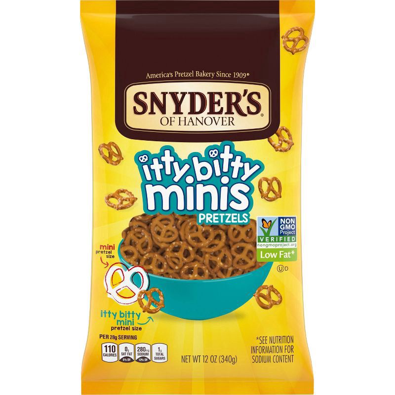 slide 1 of 5, Snyder's of Hanover, Itty Bitty Minis Pretzels, 12 Oz Bag, 12 oz