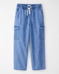 Littleplanet Kid Organic Cotton Chambray Cargo Pants Blue Ozone Wash 7