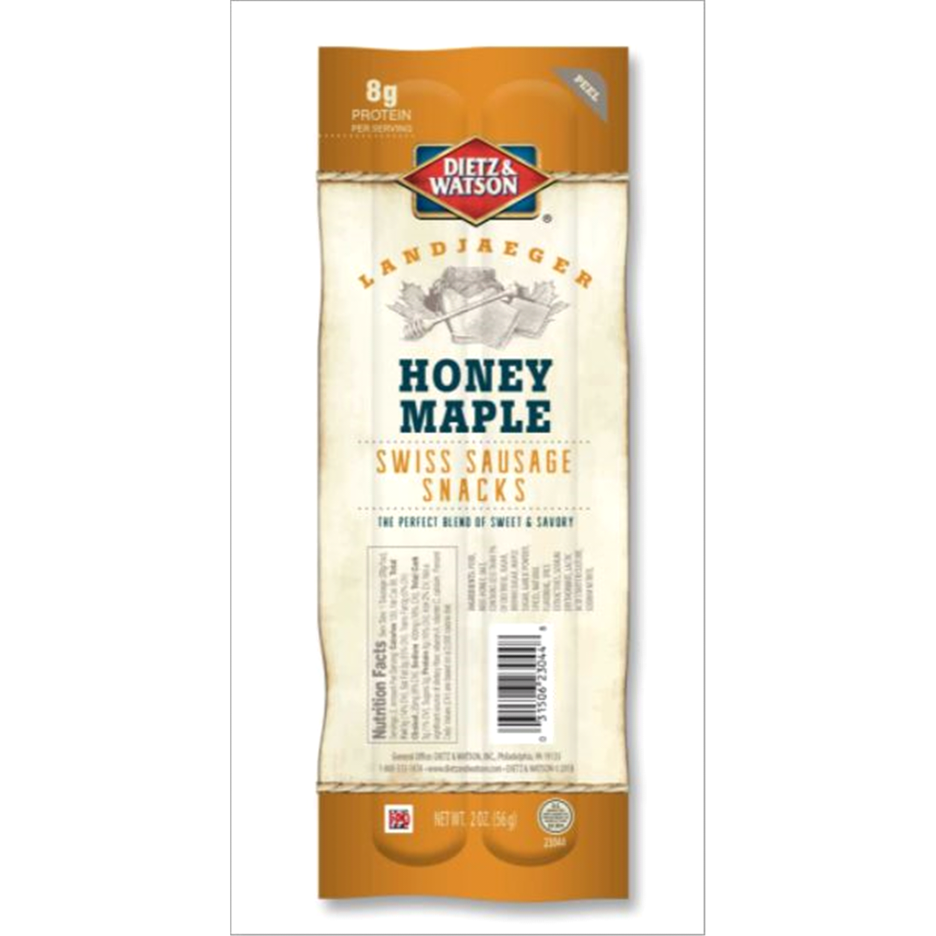 slide 1 of 1, Dietz & Watson Honey Maple Swiss Sausage Snacks 2 oz, 