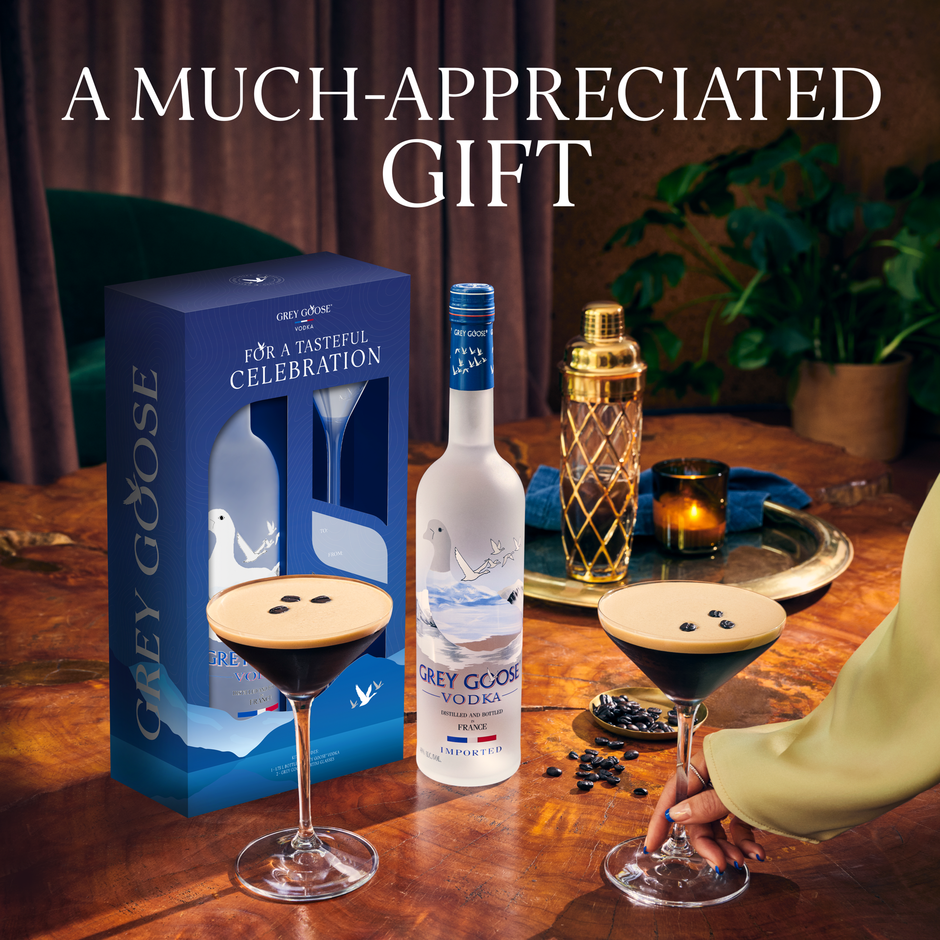 slide 4 of 5, Grey Goose Vodka 1.75L Gift Pack With Branded Martini Glasses, 1.75 liter