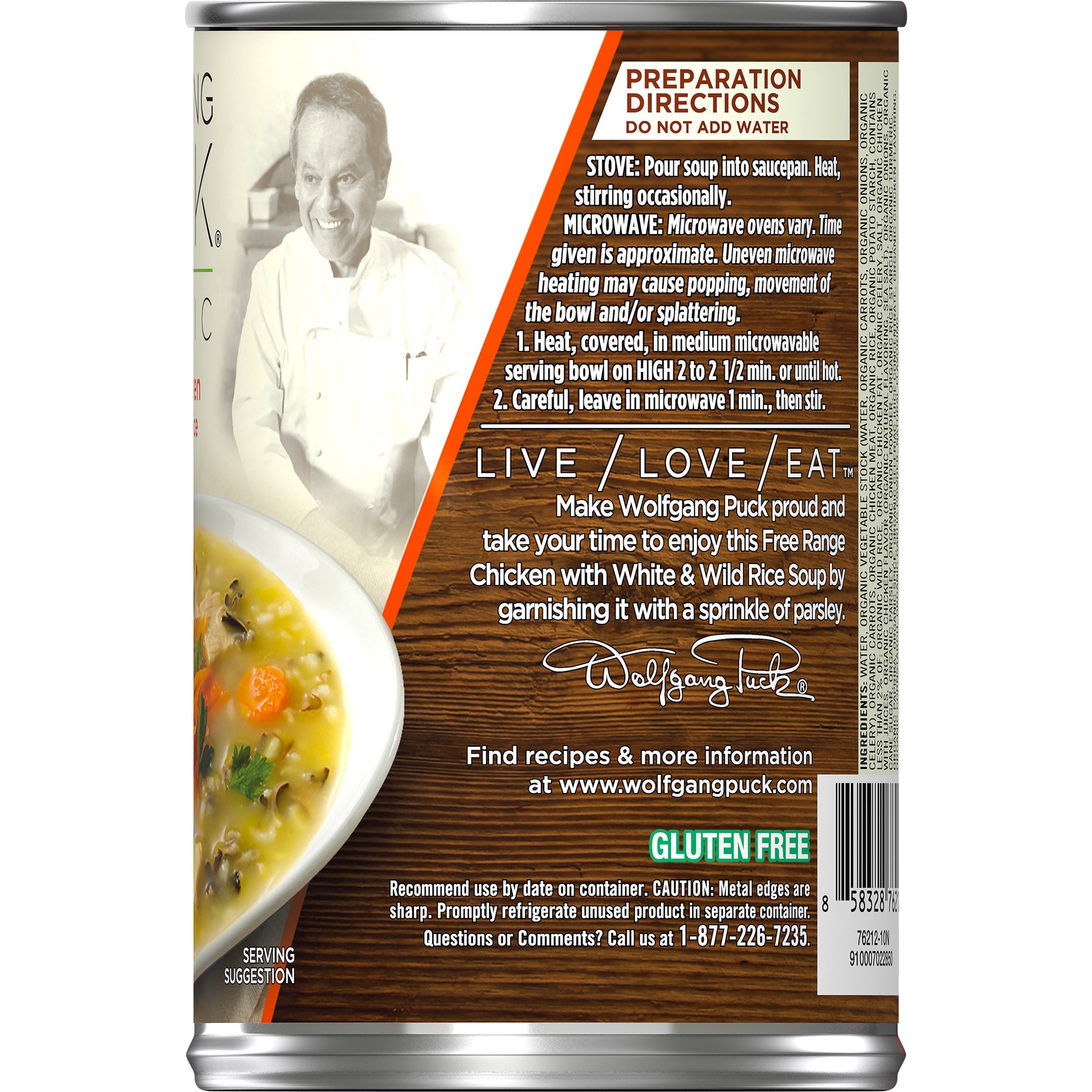 slide 2 of 5, Wolfgang Puck Organic Free Range Chicken with White & Wild Rice Soup, 14.5 oz. Can, 14.5 oz