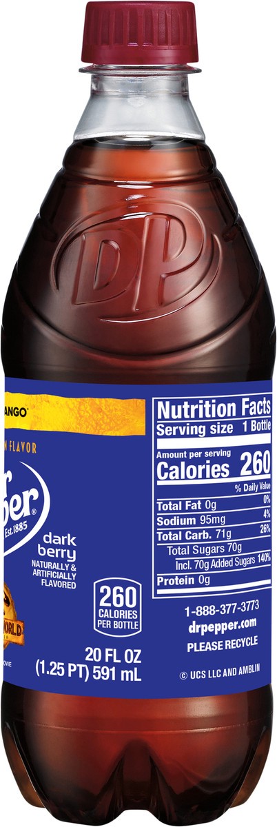 slide 6 of 7, Dr Pepper Dark Berry Soda, 20 Fl Oz Bottle, 20 fl oz