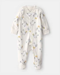 Carters Baby Duck 2-Way Zip 100% Cotton Sleep & Play Pajama - Cream Cream PRE