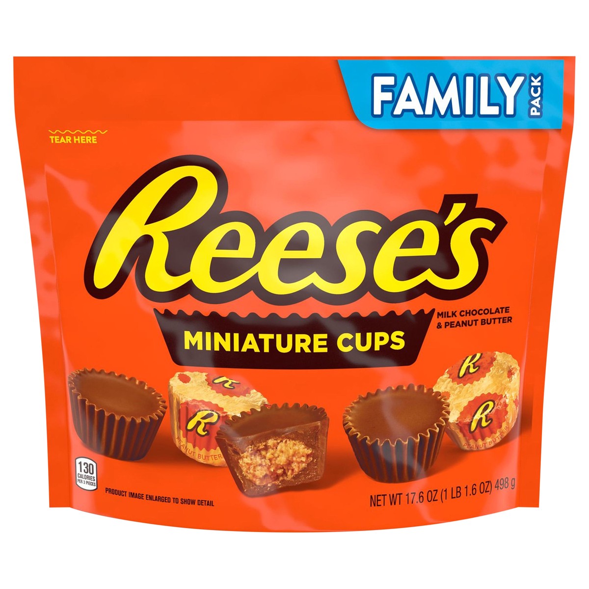 slide 1 of 93, Reese's Peanut Butter Cups Miniatures Candy Family Pack, 17.6 oz