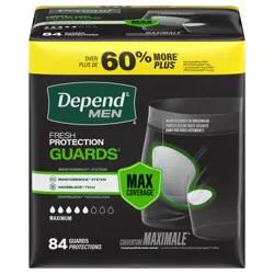 Depend Guards Incontinence Pads for Men, Maximum Absorbency, 84 Count