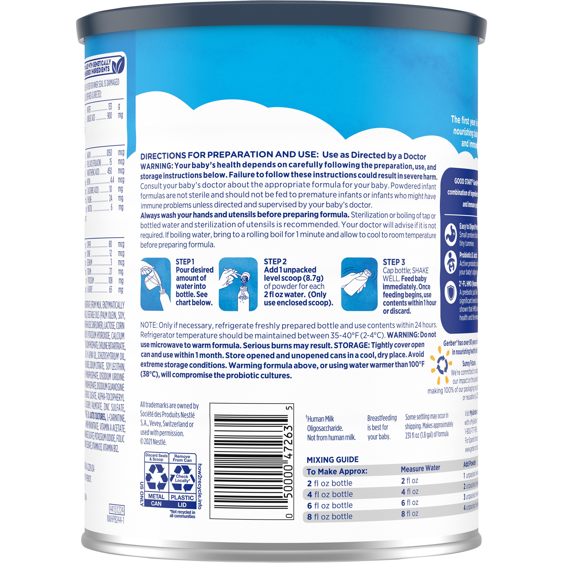 slide 2 of 5, Gerber Good Start, Baby Formula Powder, GentlePro, Stage 1, 32 Ounce, 32 oz