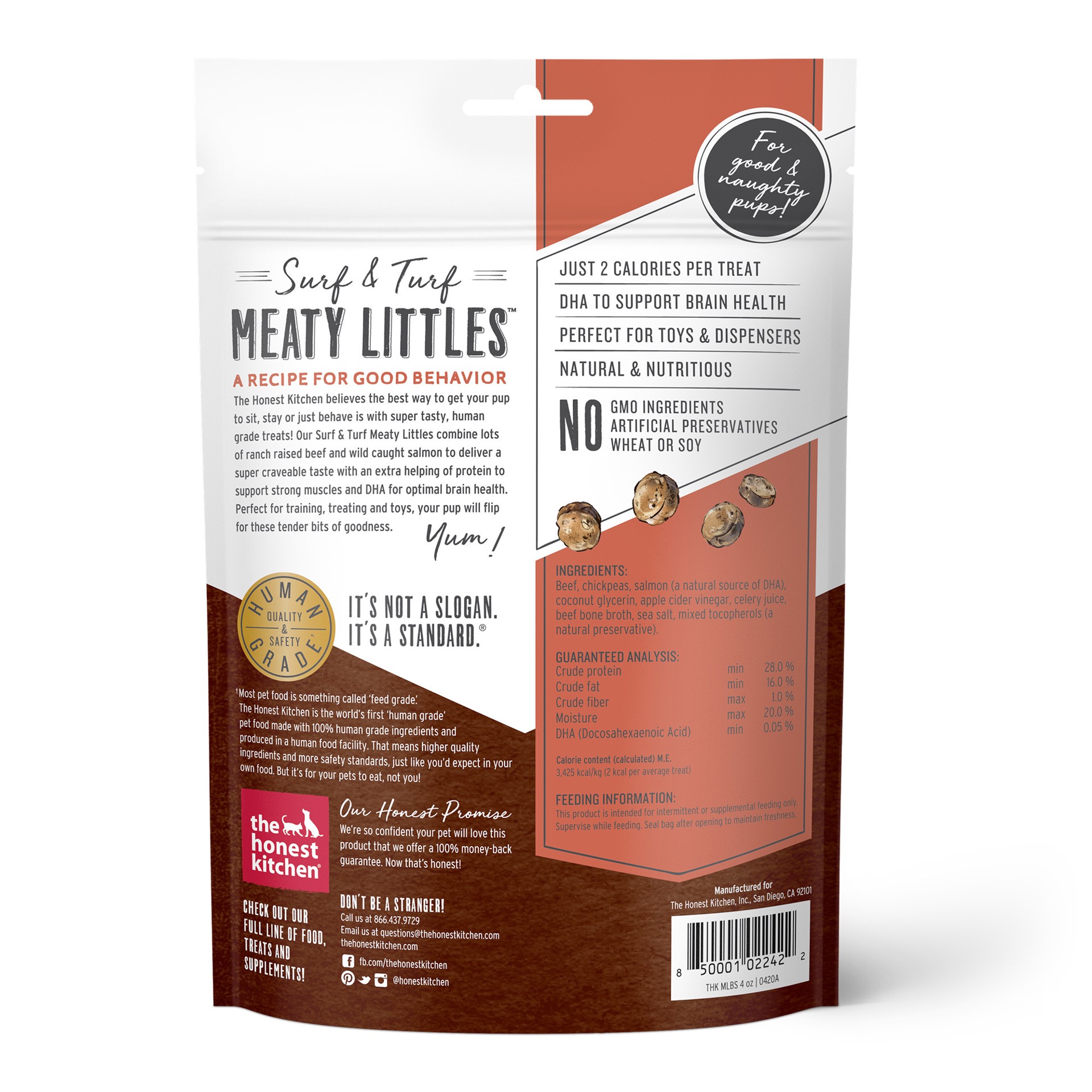 slide 2 of 4, The Honest Kitchen Meaty Littles Surf & Turf Meaty Littles: Beef & Salmon Recipe, 4 oz Bag, 4 oz
