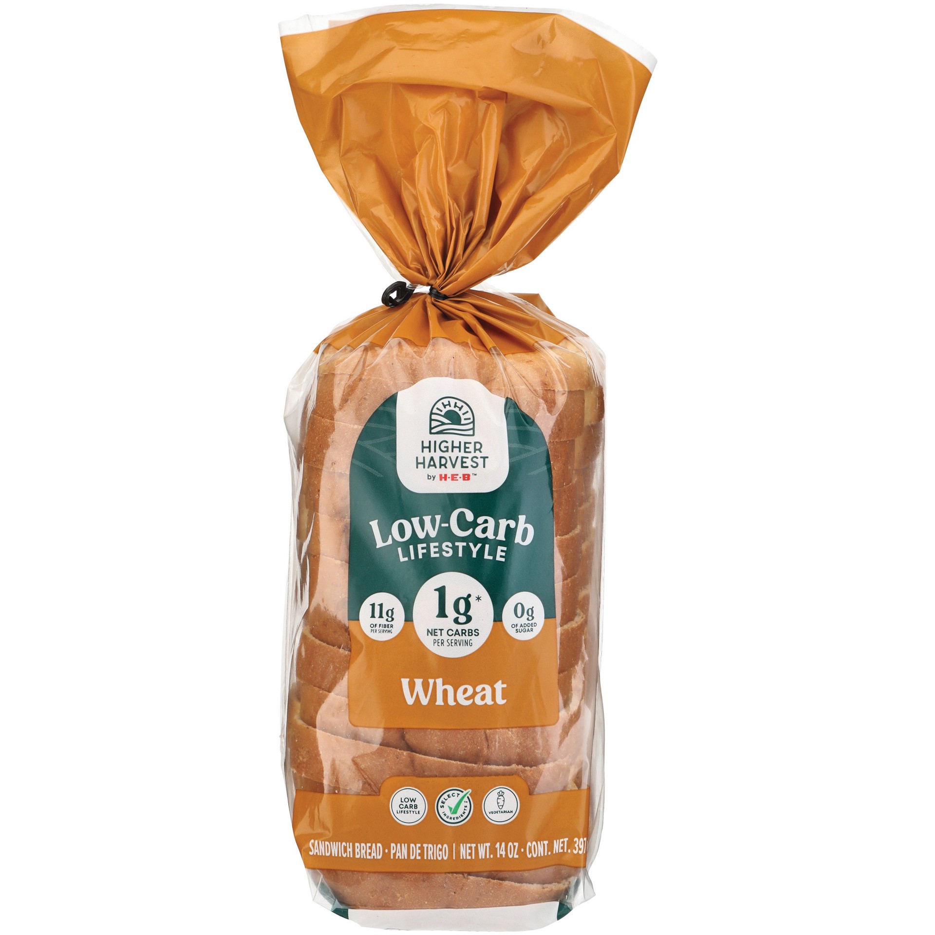 slide 1 of 1, Higher Harvest by H-E-B Low Carb Lifestyle Wheat Bread, 14 oz