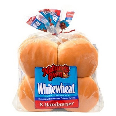 slide 1 of 1, Nature's Own Whitewheat Hamburger Buns, 8 ct