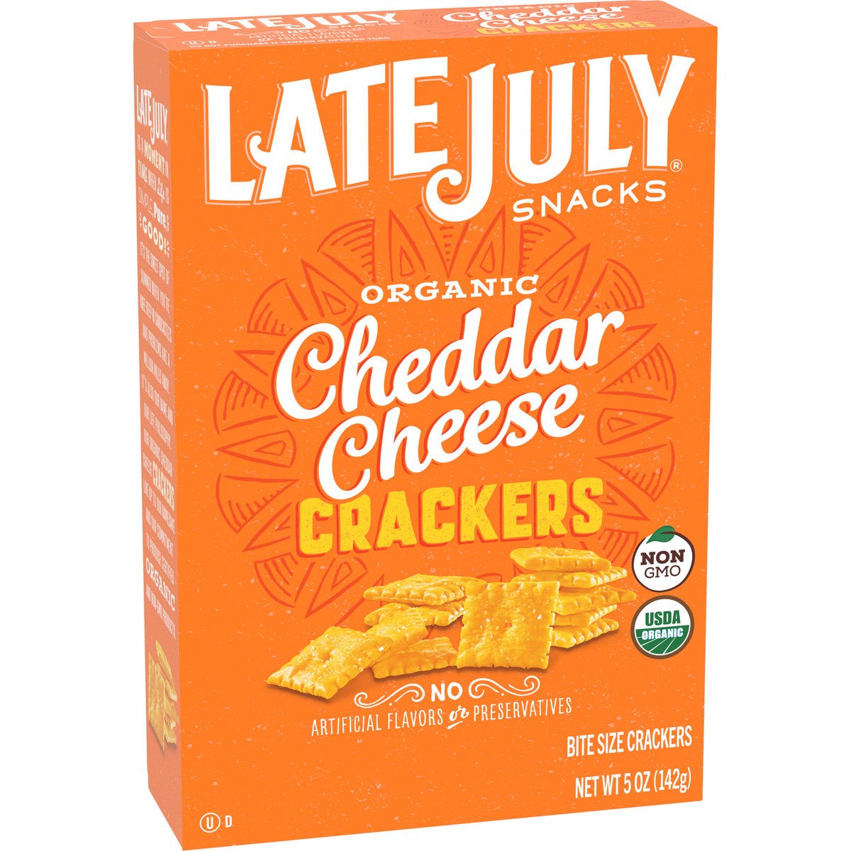 slide 2 of 9, Late July Snacks Cheddar Cheese Crackers, 5 oz