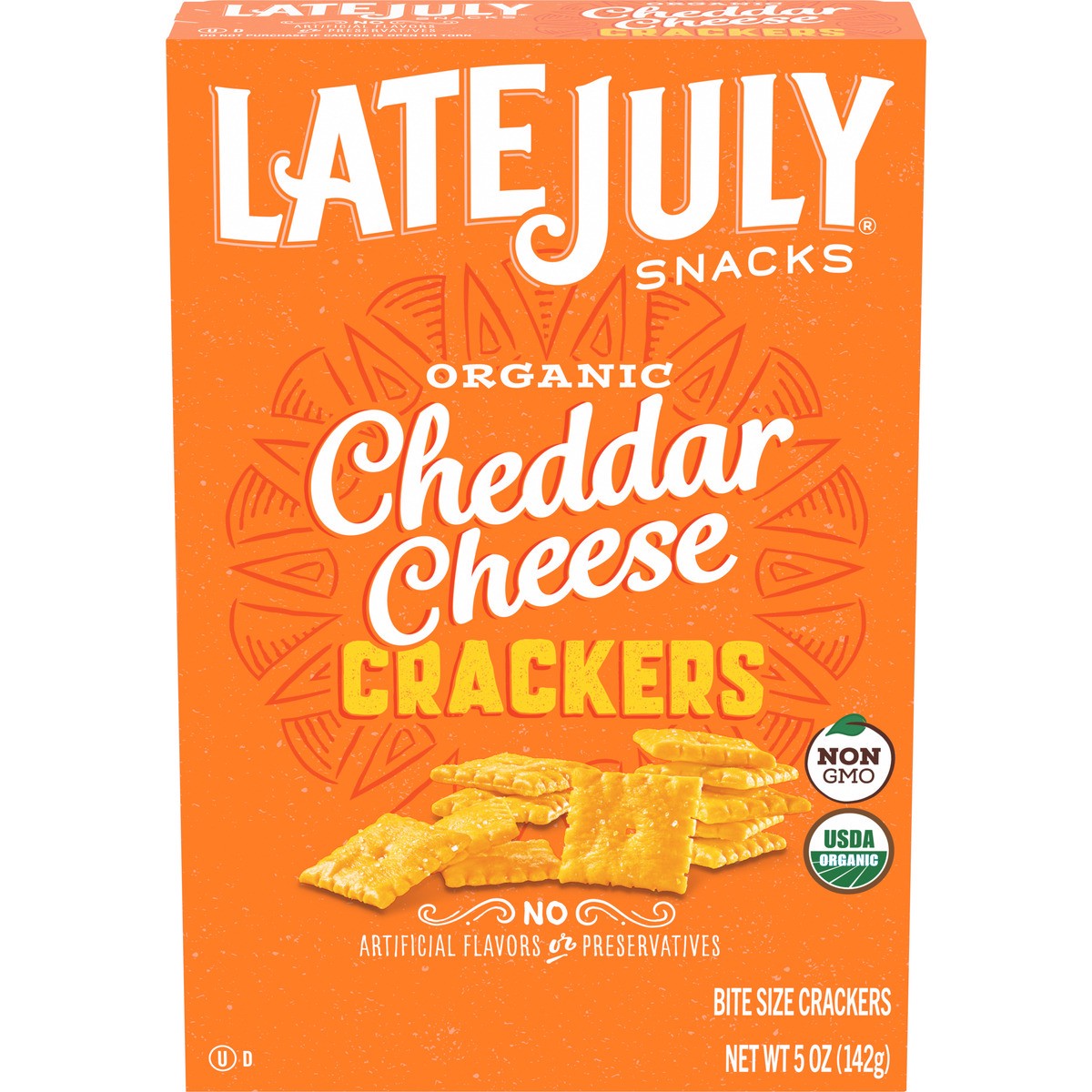 slide 1 of 9, Late July Snacks Cheddar Cheese Crackers, 5 oz