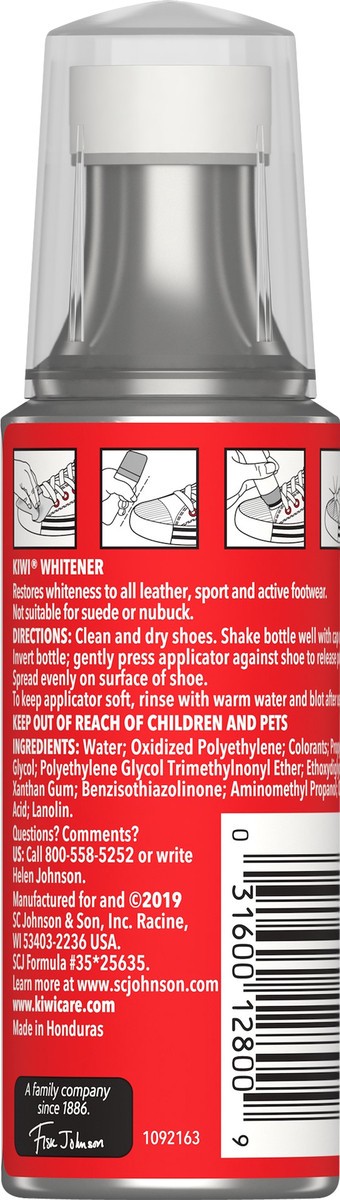 slide 2 of 3, KIWI Shoe Whitener, White, 4.0 oz (1 Bottle with Sponge Applicator), 4 oz