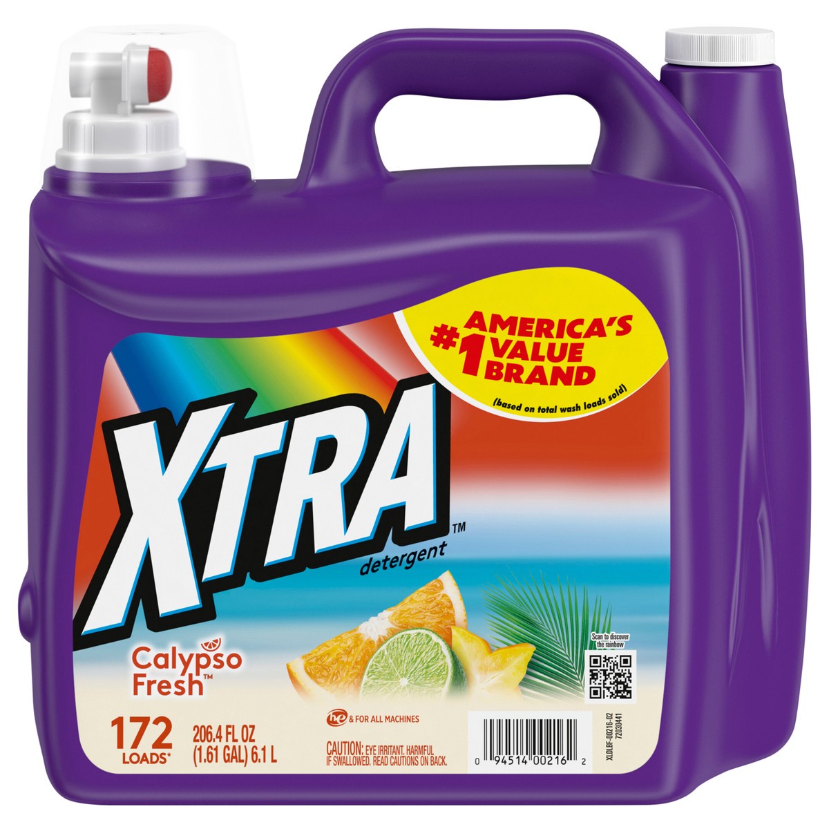 slide 1 of 4, Xtra Calypso Fresh Liquid Laundry Detergent, 172 Loads, 206.4 fl oz, 206.4 fl oz