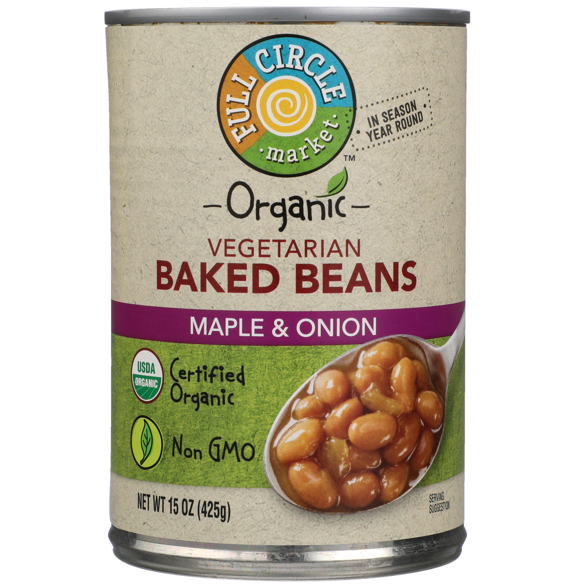 slide 1 of 6, Full Circle Market Organic Vegetarian Maple & Onion Baked Beans, 15 oz