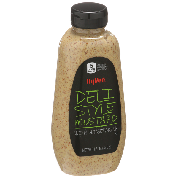 slide 1 of 1, Hy-vee Deli Style Mustard With Horseradish, 12 oz