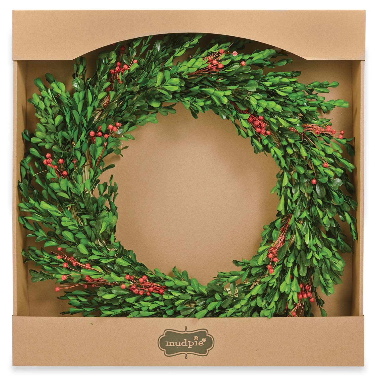 slide 1 of 1, Mud Pie Preserved Flax Boxwood Wreath, 1 ct