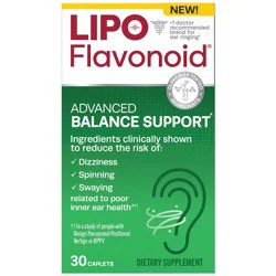 Lipo Flavonoid Advanced Balance Support Caplets For Vertigo Symptoms, 30 ct