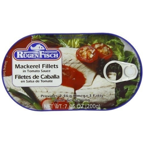 slide 1 of 1, Rugen Fisch Mackerel Fillits In Cream Tomato Sauce, 7.05 oz